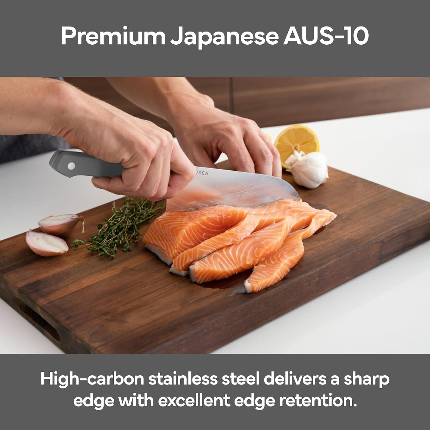 Japanese Santoku Chef Knife - 7.5 Inch High Carbon Stainless Steel - Classic Japanese Knife Design for Cutting, Slicing, and Chopping - Razor Sharp Japanese Style Kitchen Knife, Black
