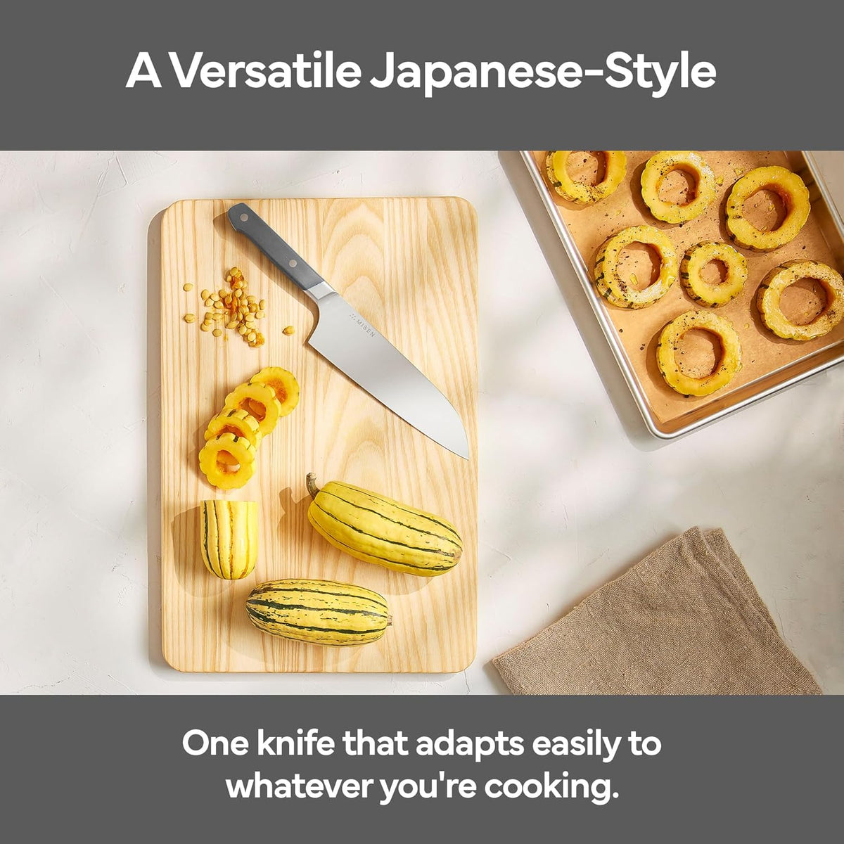 Japanese Santoku Chef Knife - 7.5 Inch High Carbon Stainless Steel - Classic Japanese Knife Design for Cutting, Slicing, and Chopping - Razor Sharp Japanese Style Kitchen Knife, Black