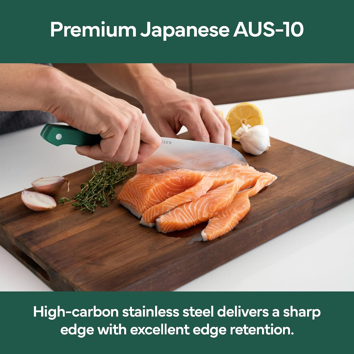 Japanese Santoku Chef Knife - 7.5 Inch High Carbon Stainless Steel - Classic Japanese Knife Design for Cutting, Slicing, and Chopping - Razor Sharp Japanese Style Kitchen Knife, Black