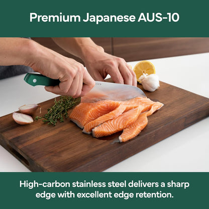 Japanese Santoku Chef Knife - 7.5 Inch High Carbon Stainless Steel - Classic Japanese Knife Design for Cutting, Slicing, and Chopping - Razor Sharp Japanese Style Kitchen Knife, Black
