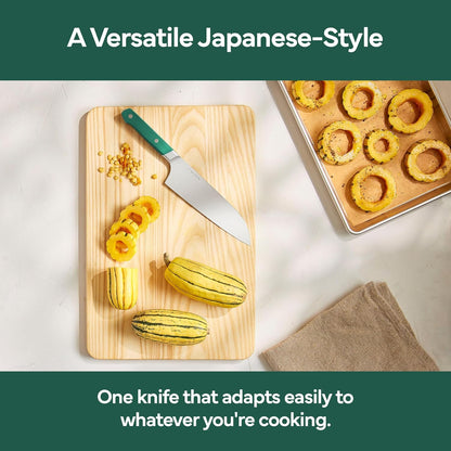 Japanese Santoku Chef Knife - 7.5 Inch High Carbon Stainless Steel - Classic Japanese Knife Design for Cutting, Slicing, and Chopping - Razor Sharp Japanese Style Kitchen Knife, Black