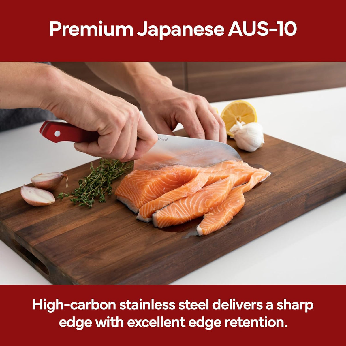 Japanese Santoku Chef Knife - 7.5 Inch High Carbon Stainless Steel - Classic Japanese Knife Design for Cutting, Slicing, and Chopping - Razor Sharp Japanese Style Kitchen Knife, Black
