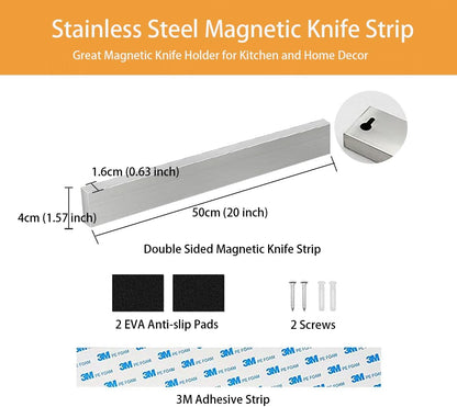 Magnetic Knife Holder for Wall, 12 Inch Double Sided Magnetic Knife Strip for Fridge, Stainless Steel Magnet Knife Holder Used as Kitchen Utensil holder/Home Organizer/Art Supply Organizer