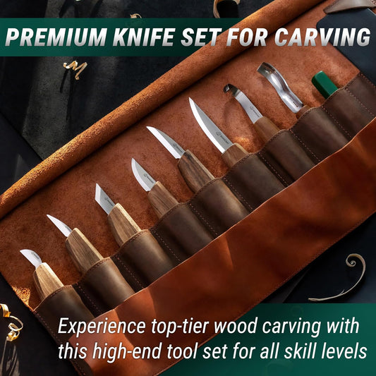 Deluxe Wood Carving Kit S18X - Wood Carving Knife Set - Spoon Carving Tools Set - Whittling Knives - Woodworking Wood Carving Tools Large Whittling Kit S18X
