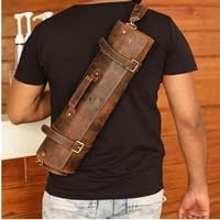 Personalized Leather Knife Roll Storage Bag | Elastic and Expandable 11 Pockets with Tool Pouch | Adjustable/Detachable Shoulder Strap | Travel-Friendly Chef Knife Case Roll