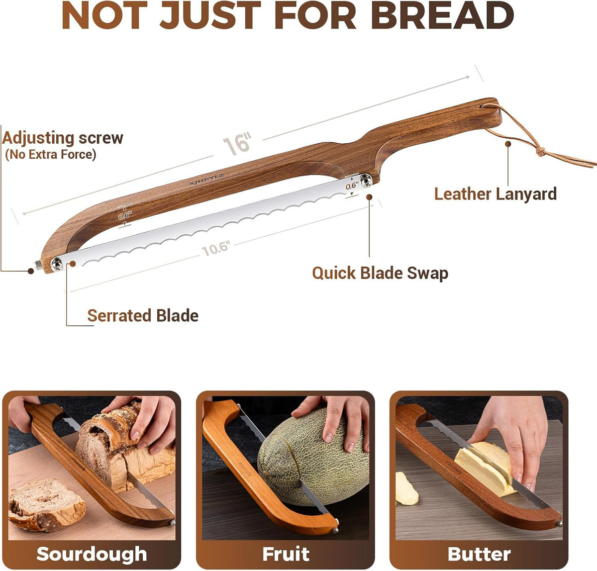 Sourdough bread knife,Bread slicer for homemade bread,(1,brown)