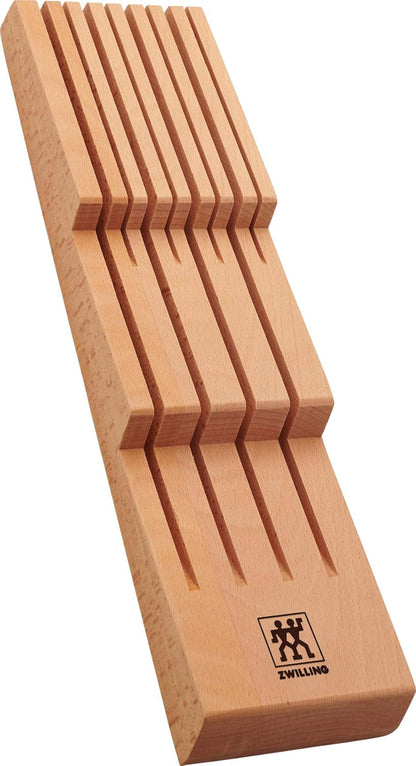 Kitchen Knife Drawer Insert Wooden Knife Holder Storage for 8 Knives Brown