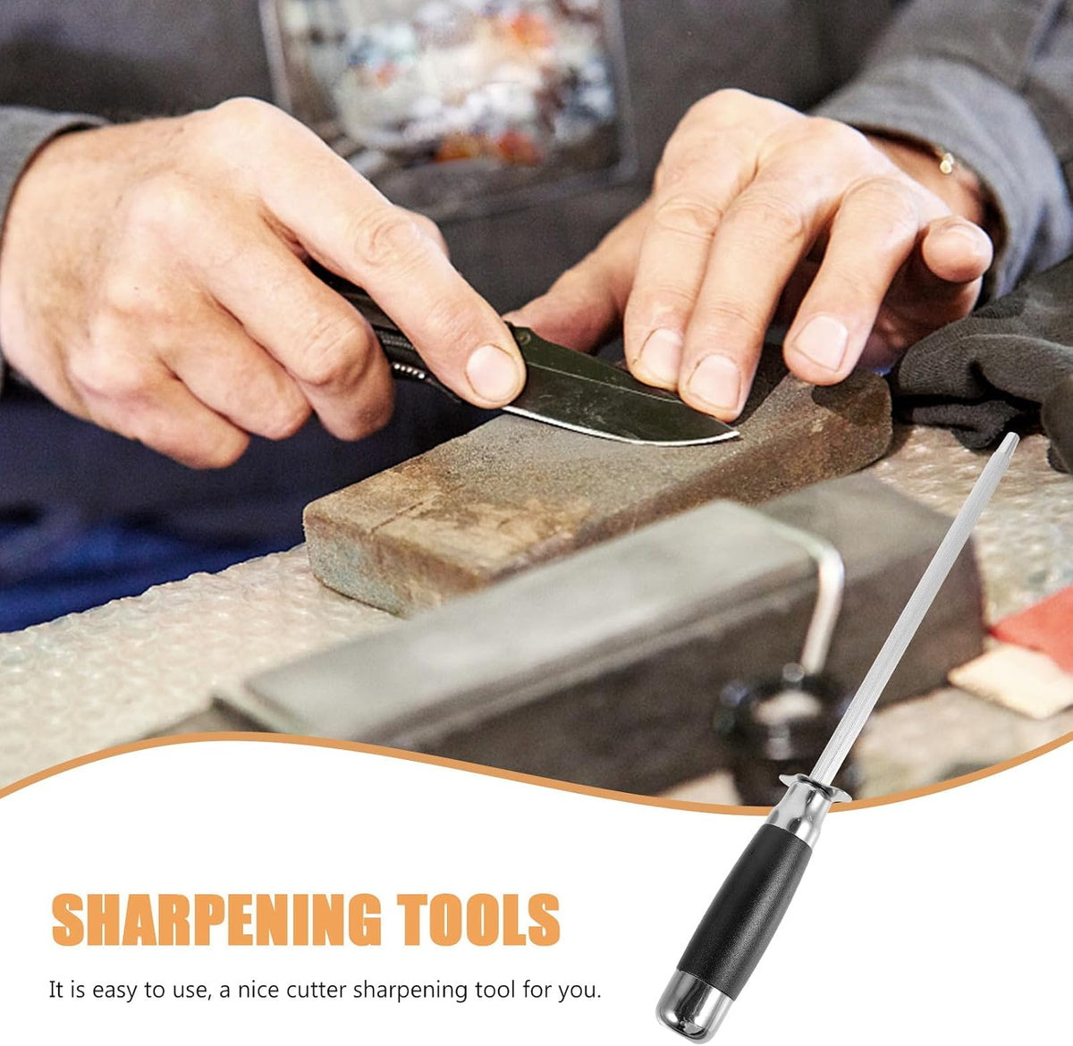 Kitchen Cutter Sharpening Rod Stainless Steel Protective Cap Sharpening Stick Sharpener for Home Chef Kitchen Knives Maintenance