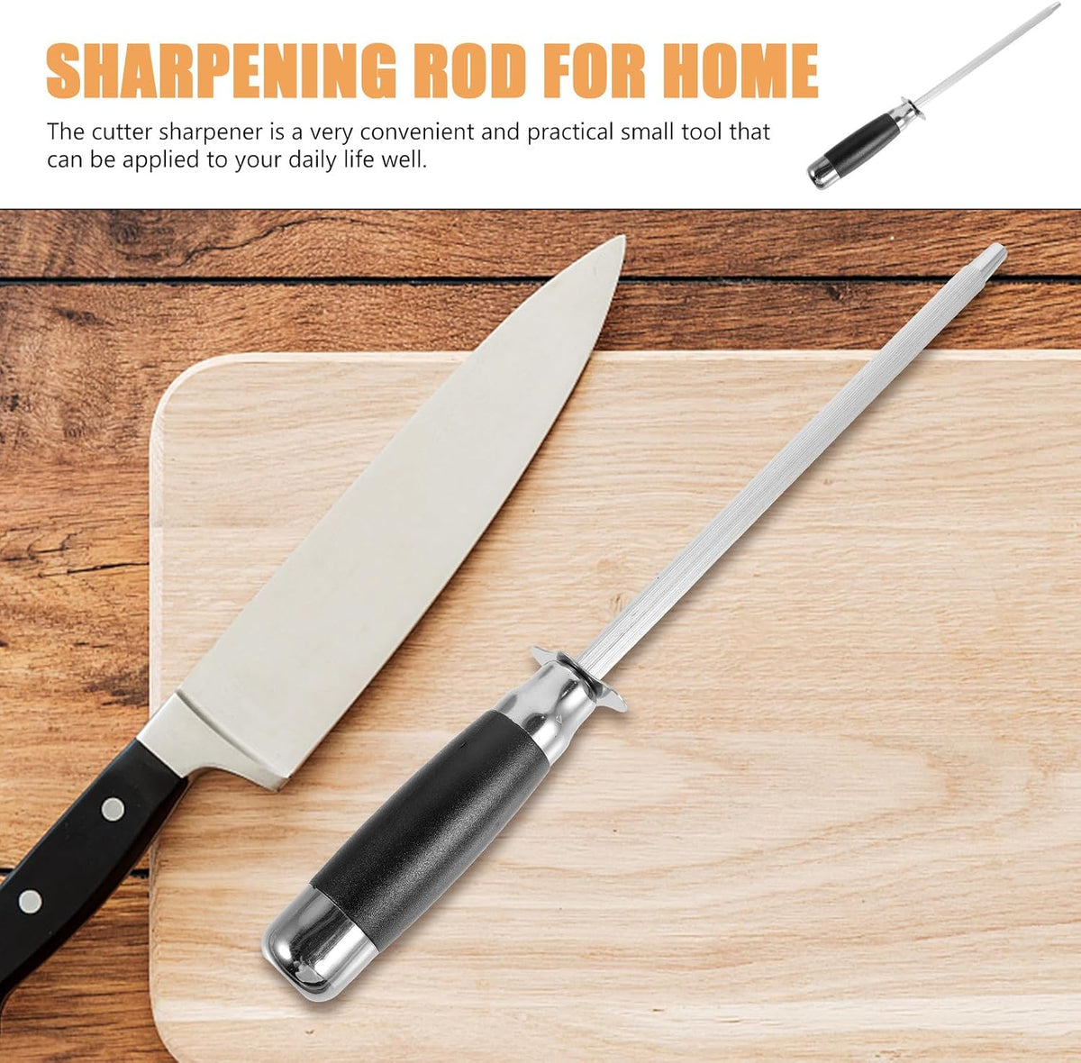 Kitchen Cutter Sharpening Rod Stainless Steel Protective Cap Sharpening Stick Sharpener for Home Chef Kitchen Knives Maintenance