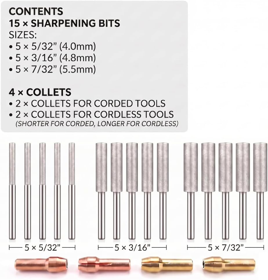 7/32" Chainsaw & Hedge Trimmer Sharpener Bits