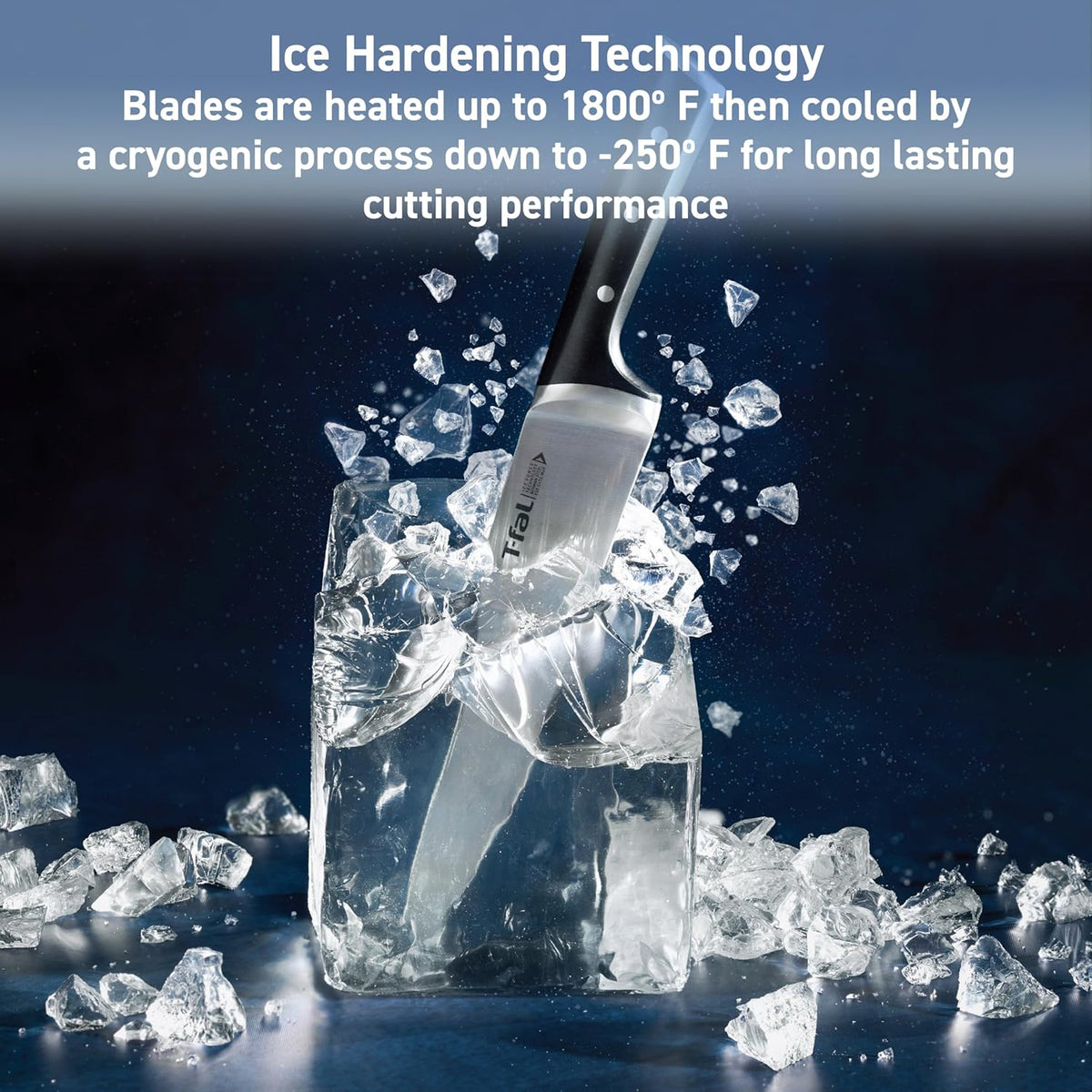 T-fal Ice Force German Stainless Steel Bread Knife 8 Inch, Long Lasting Sharpness, High Cutting Precision, Superior Durability, Ultra Sharp Blades, Cookware Kitchen Knife, Cook Kitchen Tool, Black