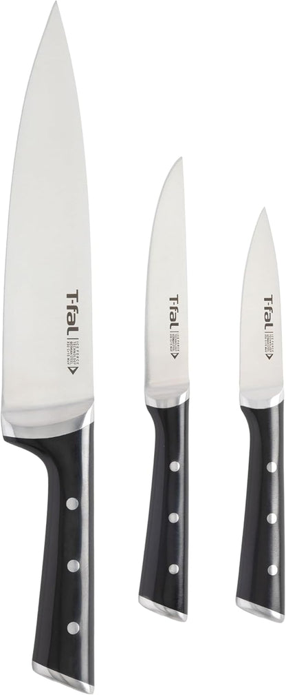 T-fal Ice Force German Stainless Steel Bread Knife 8 Inch, Long Lasting Sharpness, High Cutting Precision, Superior Durability, Ultra Sharp Blades, Cookware Kitchen Knife, Cook Kitchen Tool, Black