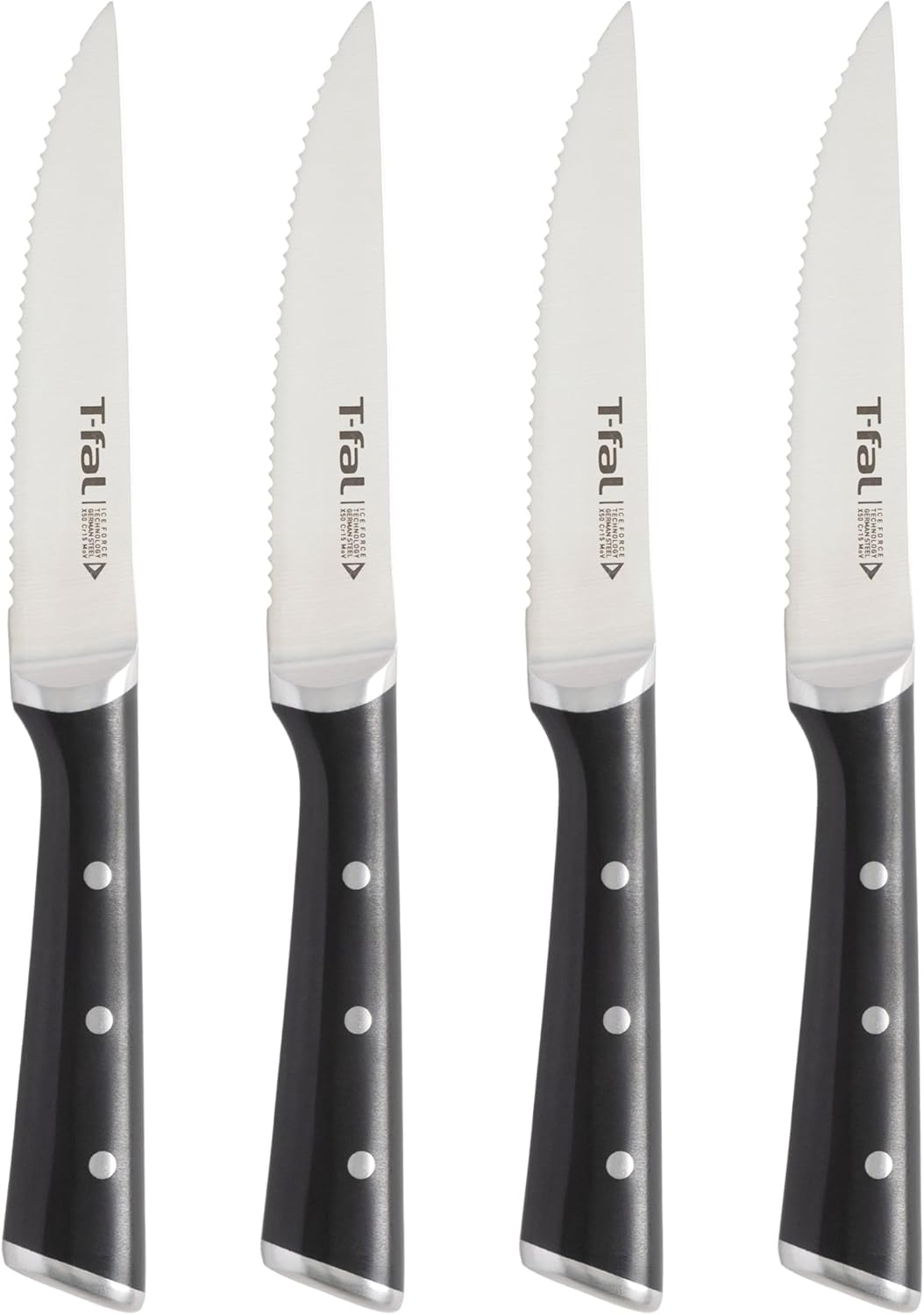 T-fal Ice Force German Stainless Steel Bread Knife 8 Inch, Long Lasting Sharpness, High Cutting Precision, Superior Durability, Ultra Sharp Blades, Cookware Kitchen Knife, Cook Kitchen Tool, Black