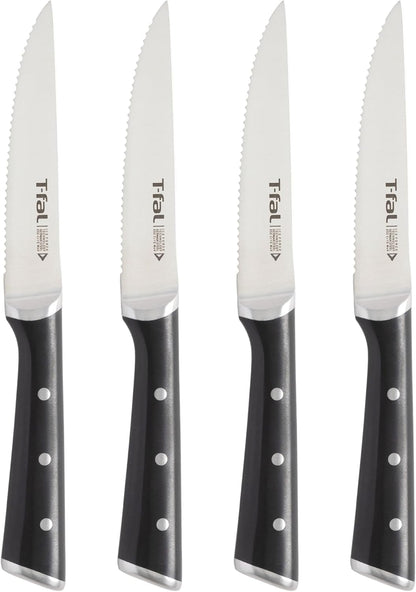 T-fal Ice Force German Stainless Steel Bread Knife 8 Inch, Long Lasting Sharpness, High Cutting Precision, Superior Durability, Ultra Sharp Blades, Cookware Kitchen Knife, Cook Kitchen Tool, Black