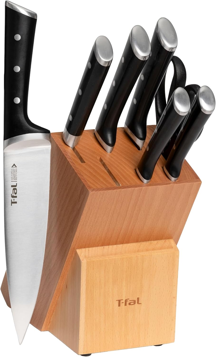 T-fal Ice Force German Stainless Steel Bread Knife 8 Inch, Long Lasting Sharpness, High Cutting Precision, Superior Durability, Ultra Sharp Blades, Cookware Kitchen Knife, Cook Kitchen Tool, Black