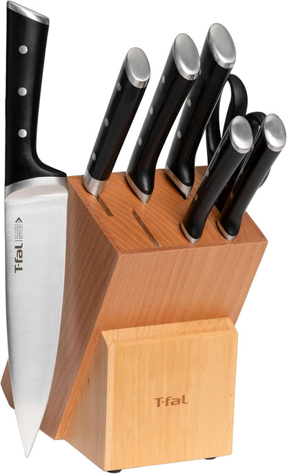 T-fal Ice Force German Stainless Steel Bread Knife 8 Inch, Long Lasting Sharpness, High Cutting Precision, Superior Durability, Ultra Sharp Blades, Cookware Kitchen Knife, Cook Kitchen Tool, Black