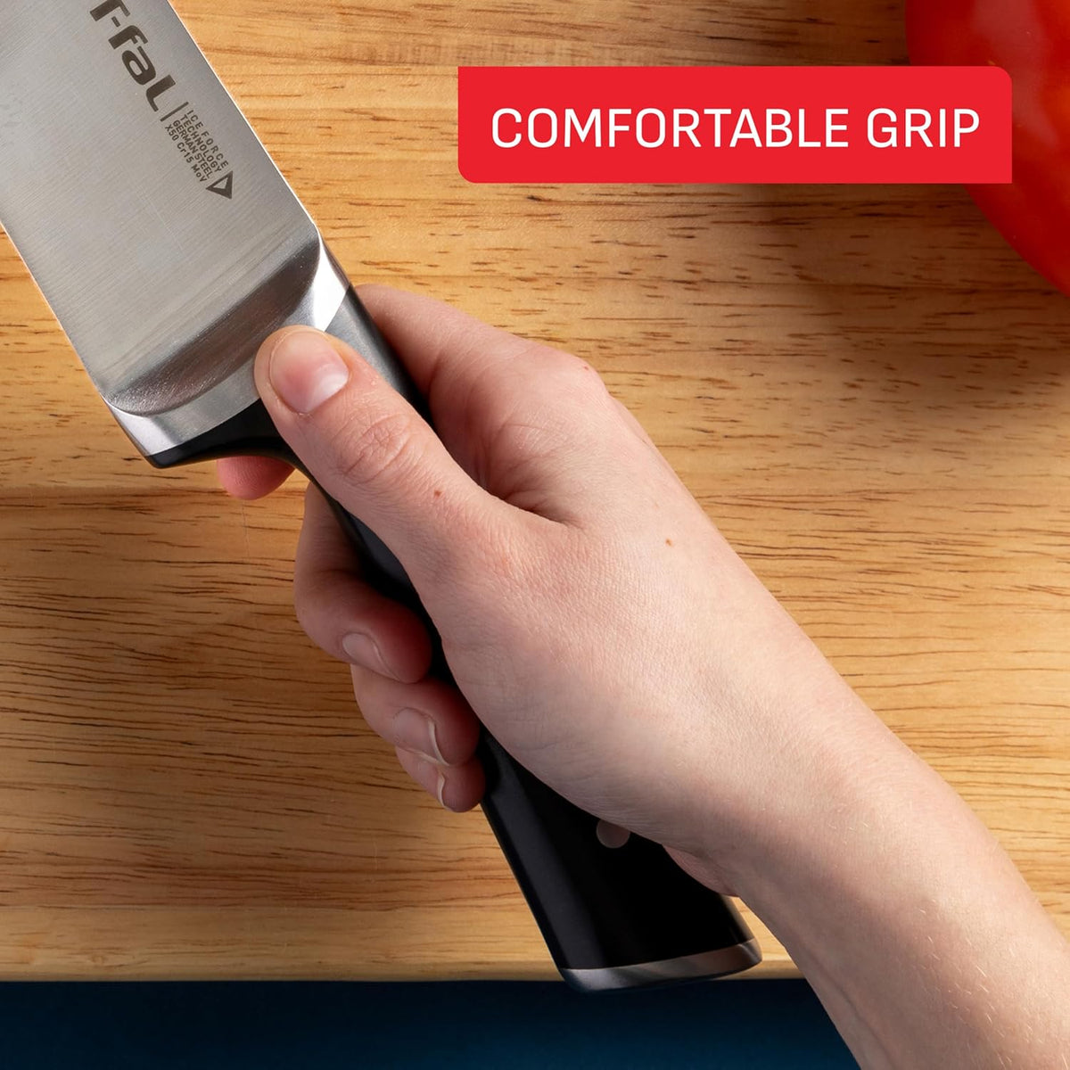 T-fal Ice Force German Stainless Steel Bread Knife 8 Inch, Long Lasting Sharpness, High Cutting Precision, Superior Durability, Ultra Sharp Blades, Cookware Kitchen Knife, Cook Kitchen Tool, Black