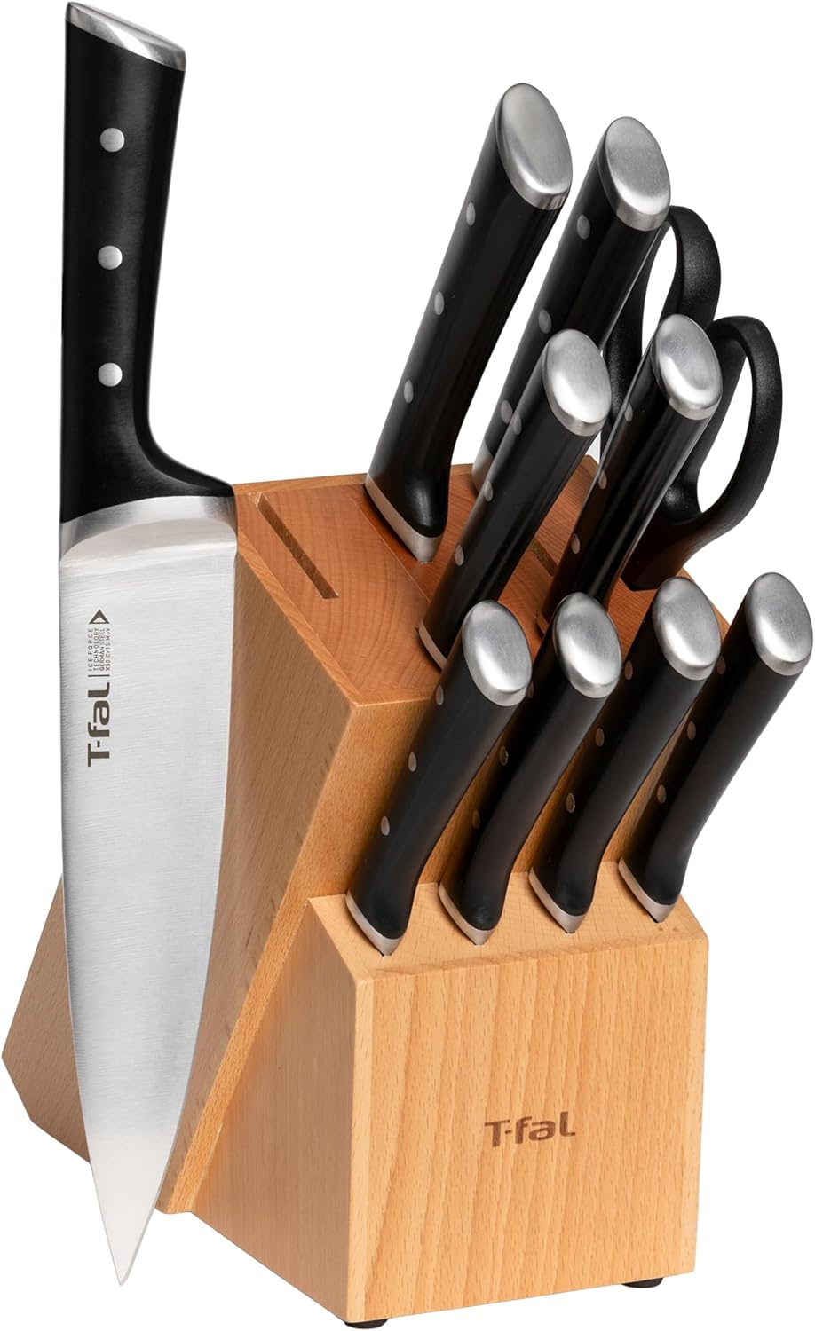 T-fal Ice Force German Stainless Steel Bread Knife 8 Inch, Long Lasting Sharpness, High Cutting Precision, Superior Durability, Ultra Sharp Blades, Cookware Kitchen Knife, Cook Kitchen Tool, Black