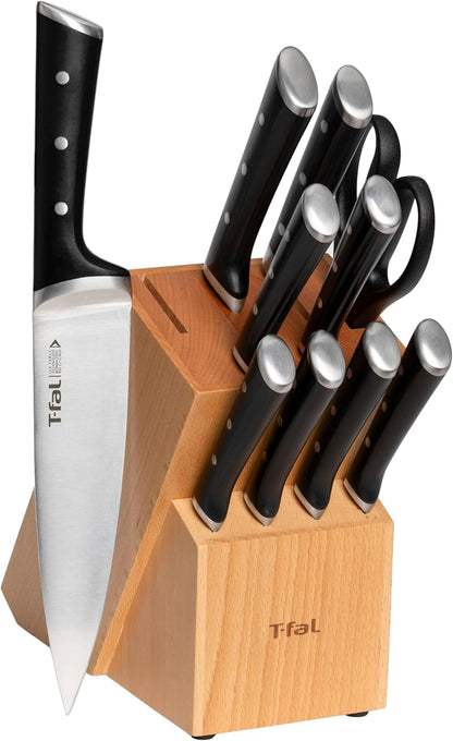 T-fal Ice Force German Stainless Steel Bread Knife 8 Inch, Long Lasting Sharpness, High Cutting Precision, Superior Durability, Ultra Sharp Blades, Cookware Kitchen Knife, Cook Kitchen Tool, Black