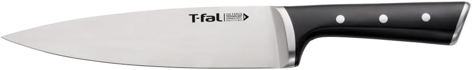 T-fal Ice Force German Stainless Steel Bread Knife 8 Inch, Long Lasting Sharpness, High Cutting Precision, Superior Durability, Ultra Sharp Blades, Cookware Kitchen Knife, Cook Kitchen Tool, Black