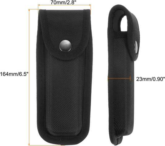 Nylon Pocket Knife Sheath 6.5" x 2.8" Horizontal Vertical Carry Belt Loop Multi-Tool Pouch Folding Knife Belt Sheath with Snap Closure for Outdoor Daily Use, Black