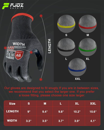 A9 Cut Resistant Work Gloves, 18 Gauge Ultra-light Foam Nitrile Coated Touchscreen ANSI A3 A4 A6 A9 Cutting Glove