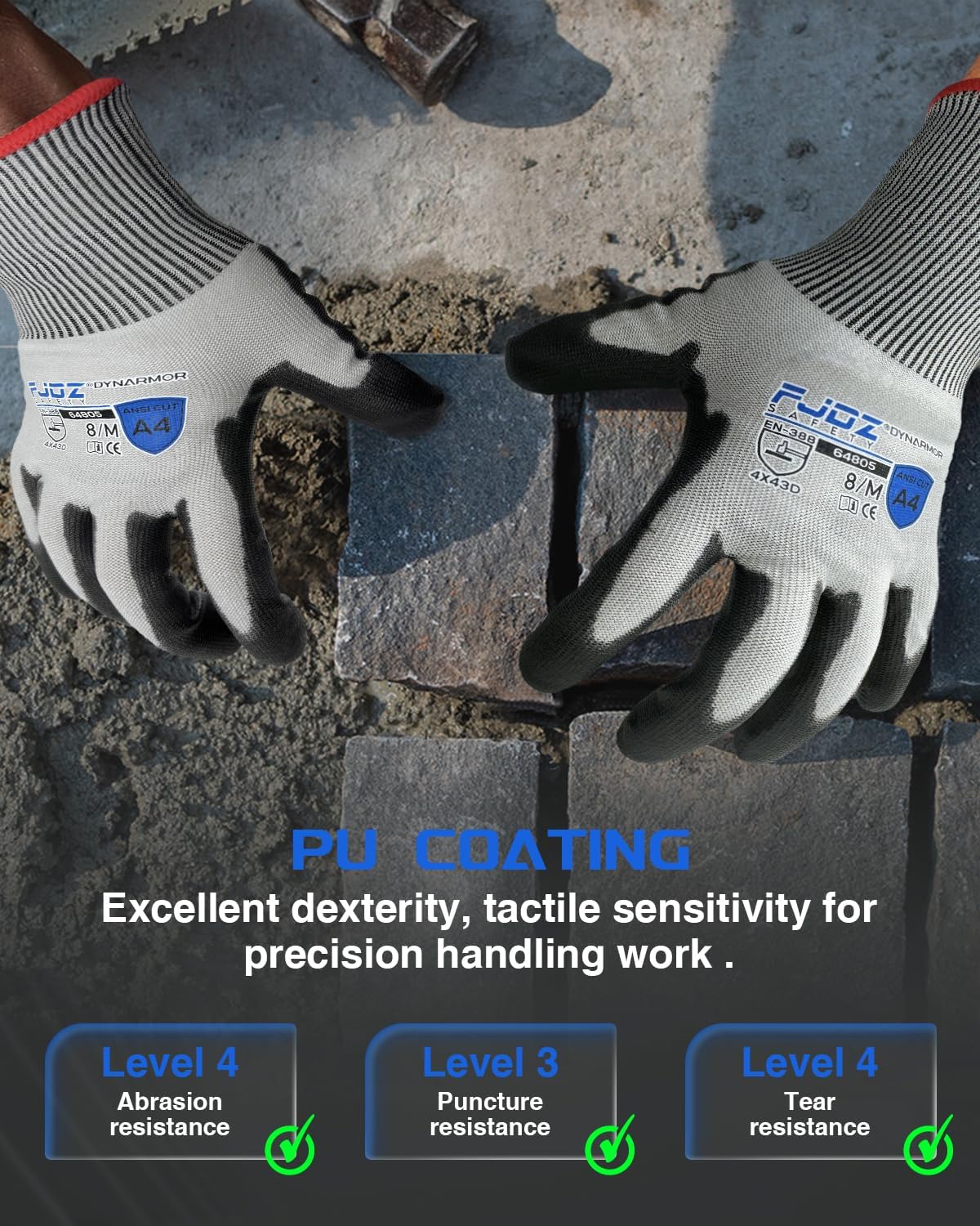 A9 Cut Resistant Work Gloves, 18 Gauge Ultra-light Foam Nitrile Coated Touchscreen ANSI A3 A4 A6 A9 Cutting Glove