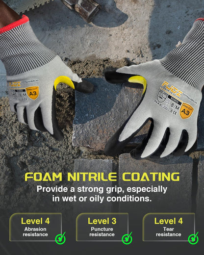 A9 Cut Resistant Work Gloves, 18 Gauge Ultra-light Foam Nitrile Coated Touchscreen ANSI A3 A4 A6 A9 Cutting Glove
