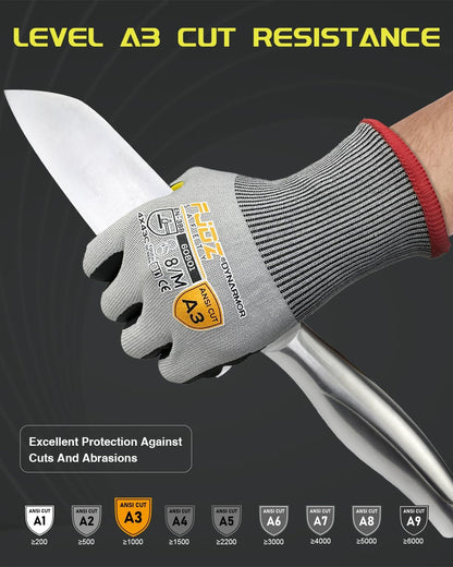 A9 Cut Resistant Work Gloves, 18 Gauge Ultra-light Foam Nitrile Coated Touchscreen ANSI A3 A4 A6 A9 Cutting Glove