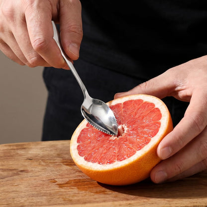 4 Pcs Grapefruit Spoon | Serrated Edge Stainless Steel Grapefruit Spoons, Perfect for Citrus, Kiwi Spoon & Fruit Salads, Easy to Use & Clean, Silver