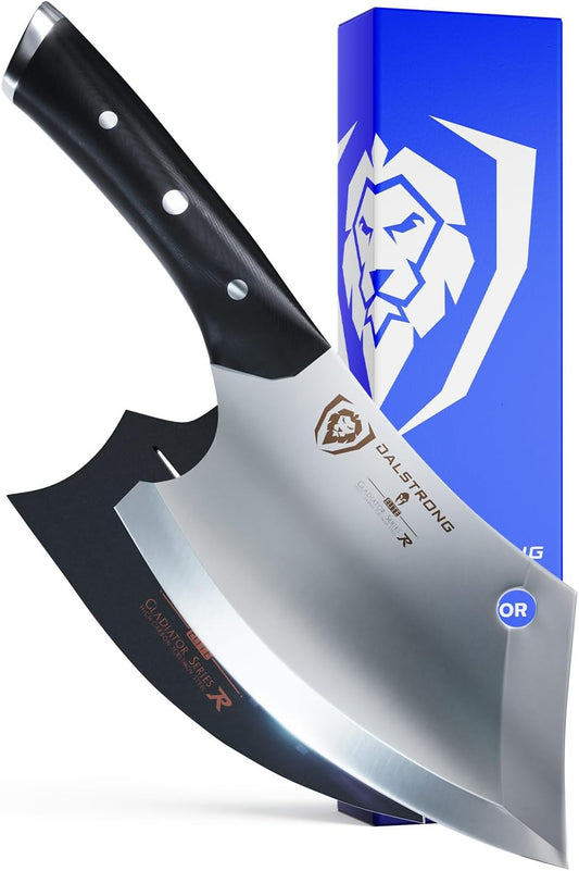 Mini Rocking Cleaver Knife - 6.5 inch - Gladiator Series 'R' - 7CR17MOV High Carbon Steel - Razor Sharp Kitchen Knife - Black G10 Handle - Meat Cleaver, Vegetable Knife - NSF Certified