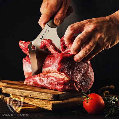 Mini Rocking Cleaver Knife - 6.5 inch - Gladiator Series 'R' - 7CR17MOV High Carbon Steel - Razor Sharp Kitchen Knife - Black G10 Handle - Meat Cleaver, Vegetable Knife - NSF Certified