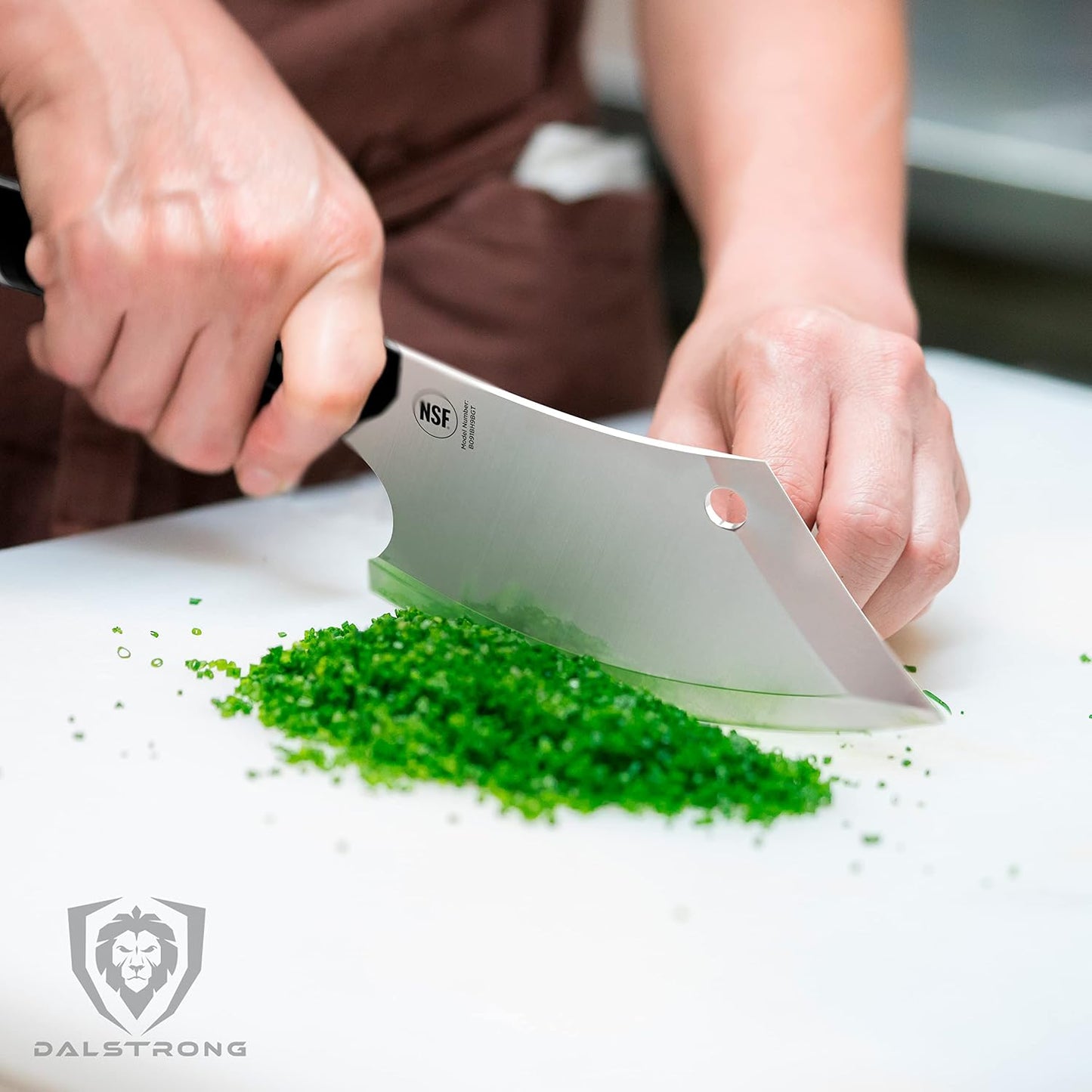 Mini Rocking Cleaver Knife - 6.5 inch - Gladiator Series 'R' - 7CR17MOV High Carbon Steel - Razor Sharp Kitchen Knife - Black G10 Handle - Meat Cleaver, Vegetable Knife - NSF Certified