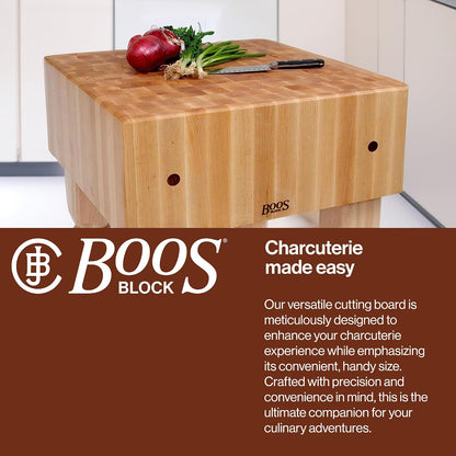 AB Series Square Wooden Maple Cutting Board 18”x18”x34” – 10” Thick, 135-lb Non-Reversible Butcher Block with Legs & End-Grain