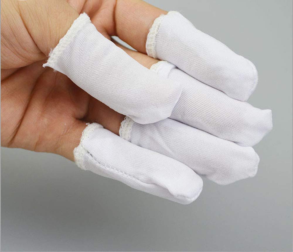 100 Pieces Finger Cots Cotton Finger Guards Elastic Fabric Finger Gloves Finger Protection