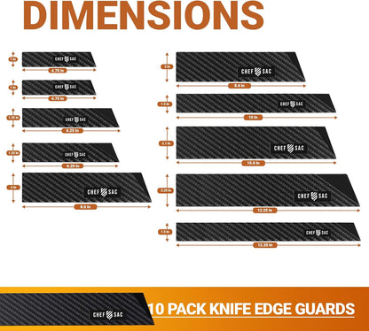 Knife Edge Guards, Universal Knife Sheath Covers, Professional Kitchen Chef Knife Protector Set, Blade Guard, BPA-Free ABS Plastic, Non-Scratch Felt Lining (10-Pack)