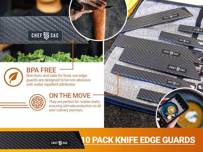 Knife Edge Guards, Universal Knife Sheath Covers, Professional Kitchen Chef Knife Protector Set, Blade Guard, BPA-Free ABS Plastic, Non-Scratch Felt Lining (10-Pack)