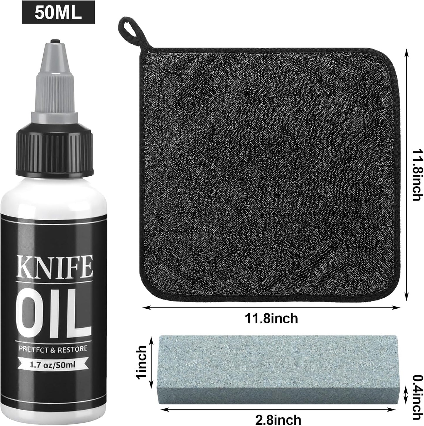 108 Pcs Knife Oil Rust Eraser Kit Includes Rust Remover Sword Maintenance Oil Microfiber Cloth Black Gloves Cotton Swabs for Carbon Steel Blade, Cleaning, Protection and Lubricant Care Set