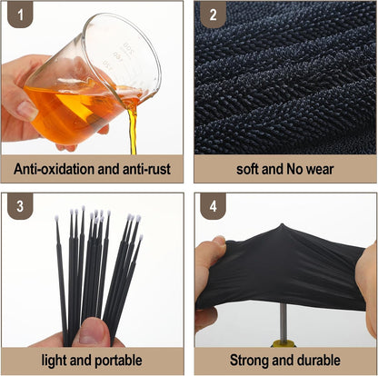 108 Pcs Knife Oil Rust Eraser Kit Includes Rust Remover Sword Maintenance Oil Microfiber Cloth Black Gloves Cotton Swabs for Carbon Steel Blade, Cleaning, Protection and Lubricant Care Set