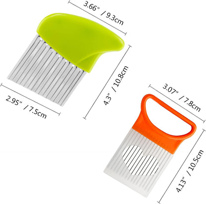 Stainless Steel Potato Crinkle Cutter Knife Set | 1 Fork Slicing Helper, 3 Carrot Wavy Knife, French Fry Slicer, Vegetable Wavy Chopper
