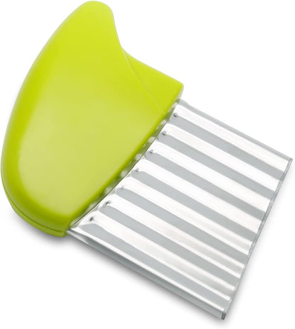 Stainless Steel Potato Crinkle Cutter Knife Set | 1 Fork Slicing Helper, 3 Carrot Wavy Knife, French Fry Slicer, Vegetable Wavy Chopper