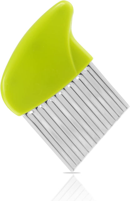 Stainless Steel Potato Crinkle Cutter Knife Set | 1 Fork Slicing Helper, 3 Carrot Wavy Knife, French Fry Slicer, Vegetable Wavy Chopper