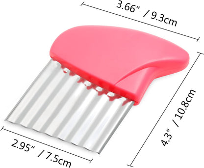 Stainless Steel Potato Crinkle Cutter Knife Set | 1 Fork Slicing Helper, 3 Carrot Wavy Knife, French Fry Slicer, Vegetable Wavy Chopper