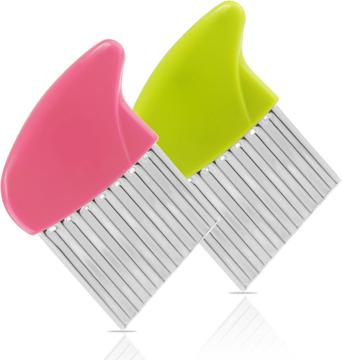 Stainless Steel Potato Crinkle Cutter Knife Set | 1 Fork Slicing Helper, 3 Carrot Wavy Knife, French Fry Slicer, Vegetable Wavy Chopper