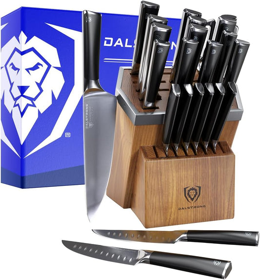 24-Piece Knife Block Set — Forged German Steel (9–11° Hand-Sharpened Edge), Kiritsuke, Carving, Steak Knives — Vanquish Series For Serious Entertainers, Dinner Parties & Holiday Kitchens