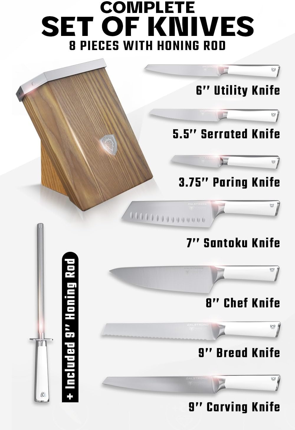 24-Piece Knife Block Set — Forged German Steel (9–11° Hand-Sharpened Edge), Kiritsuke, Carving, Steak Knives — Vanquish Series For Serious Entertainers, Dinner Parties & Holiday Kitchens