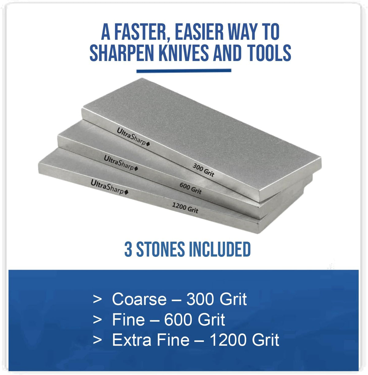 Ultra Sharp II Diamond Sharpening Stone Kit - Coarse/Medium/Extra Fine