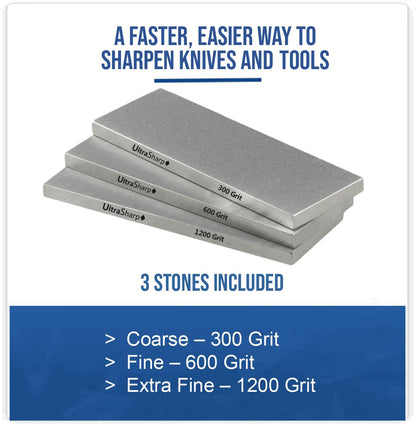 Ultra Sharp II Diamond Sharpening Stone Kit - Coarse/Medium/Extra Fine