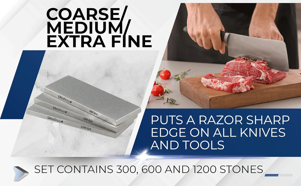 Ultra Sharp II Diamond Sharpening Stone Kit - Coarse/Medium/Extra Fine