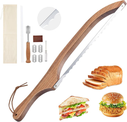 10 Pcs Bread Knife Set, Sourdough Bread Slicer for Homemade Bread, 15.6inch Bread Bow Knife, Fiddle Bow Design Easy to Cutting, Used for Homemade Bread, Bagels, Baguettes